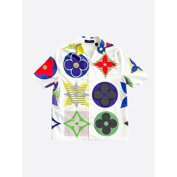 Louis Vuitton White Multicolor Flower Monogram Button Up Shirt - Picture 1 of 6